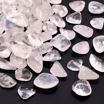 Hilitchi 1lb Bulk Large Natural Tumbled Polished Brazilian Stones Gemstone Healing Crystals Quartz for Wicca, Reiki, and Energy Crystal Healing (Rock Crystal (B))