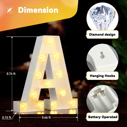Light Up Letters, LED Letter Lights 26 Alphabet, Diamond Bulb Marquee Light Up Letters, Lighted Letter Sign Night Light for Home Party Wedding Birthday Graduation Decor-Q