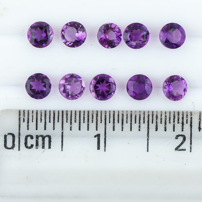 10 PCS,3x3 MM,YASHEE Natural Amethyst Gemstone, Brilliant Cut, Round Shape, Jewelry Making Supply, Chakra Energy Healing Polished Gemstone, Real Crystal Collection, Birthstone, Wholesale deal