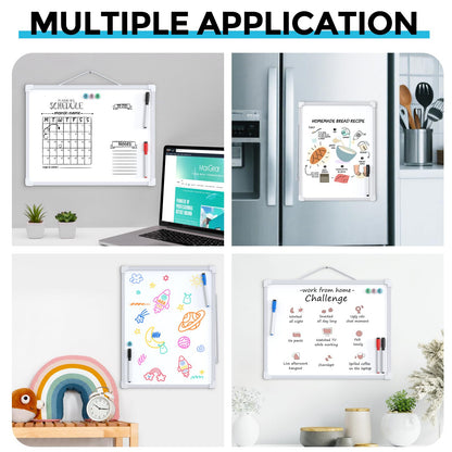 MaxGear Small Dry Erase Board, 14"x11" Double Sided Hanging Whiteboard for Wall, Mini White Board with 3 Dry Erase Markers and 3 magnets, Portable Whiteboard for Planning Learning Writing Drawing Memo
