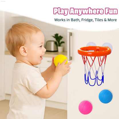 MARPPY Bath Toys - Bathtub Basketball Hoop for Toddler Kids - Bath Toys Mold-Free with Strong Suction Cups and 3 Colorful No-Hole Balls - Fun Shower Toys and Bathtub Toy for Toddlers