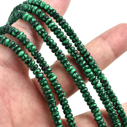 155pcs 4x2mm Synthetic Malachite Disk Rondelle Spacer Stone Semi Precious Gemstone Loose Beads for Jewelry Making 15 Inch
