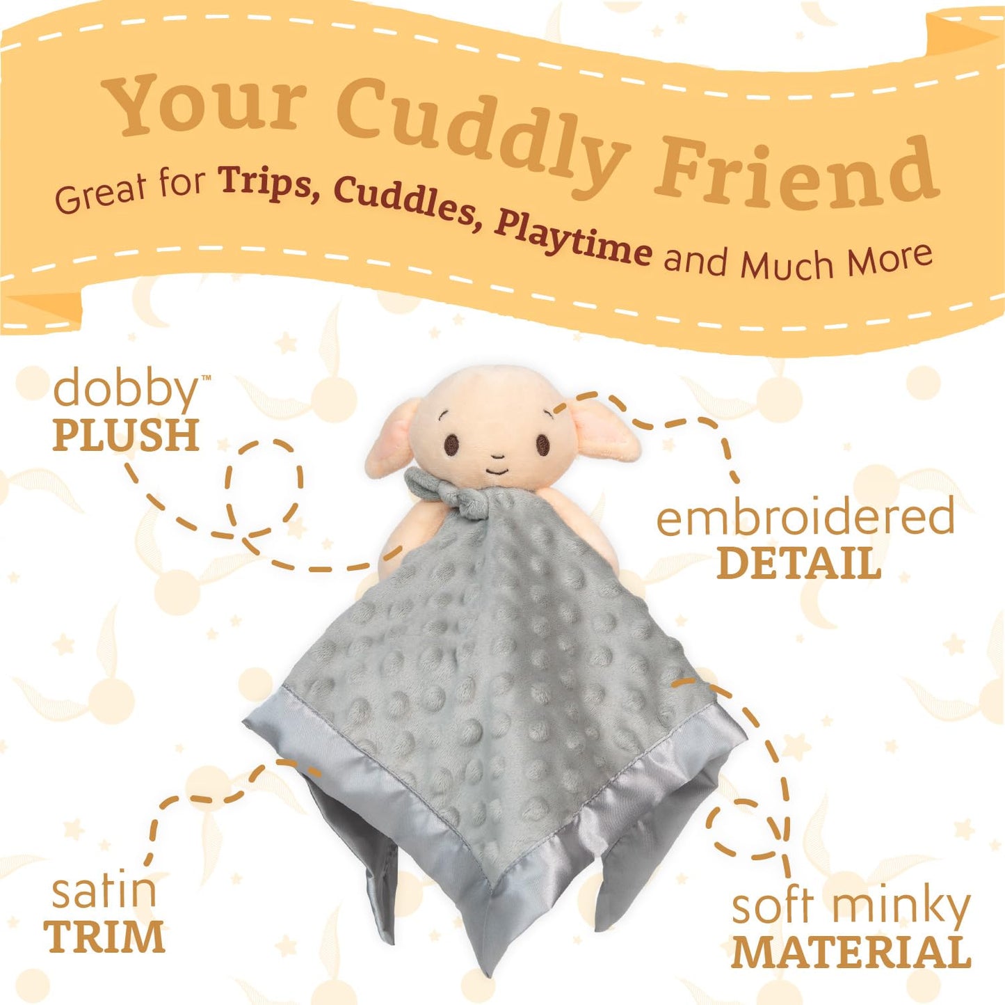 Kids Preferred Harry Potter 12 Inch Dobby Baby Lovey Security Blanket Snuggle Toy Stuffed Animal for Newborn Infants and Babies