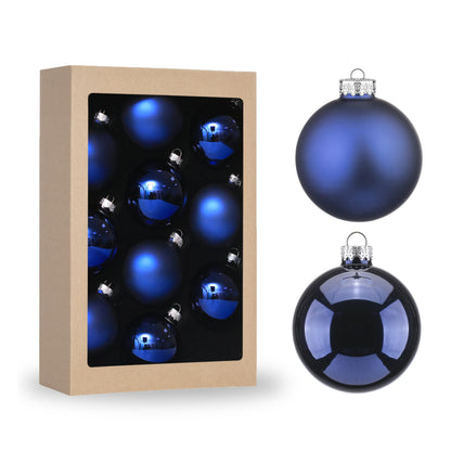 Amooca 2.64'' Christmas Glass Balls Decoration Festival Party Home Decors Holiday Xmas Tree Hanging Ornaments Set 10pc Dark Blue