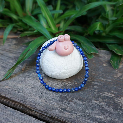 4mm Lapis Lazuli Bracelet | Natural Royal Blue Throat & Third Eye Chakra Crystal Gemstone Beads - Handmade Meditation Protection Jewelry | Beading Tool Kit - Fits for 6-7 inch Xsmall Wrist