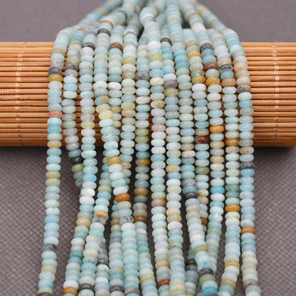 BONNY BOXX 1 Strand (150PCs) Natural 2 * 4mm Amazonite Rondelle Beads, Natural Abacus Disk Stone Beads Loose Spacer Gemstone for DIY Bracelet Necklace Jewelry Making