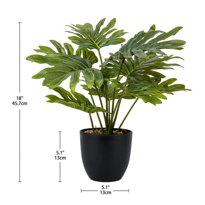 Briful Artificial Monstera Plant in Black Pot, 18" Tall Faux Tropical Greenery Potted Philodendron Plant for Home Office Tabletop Shelf Decoration