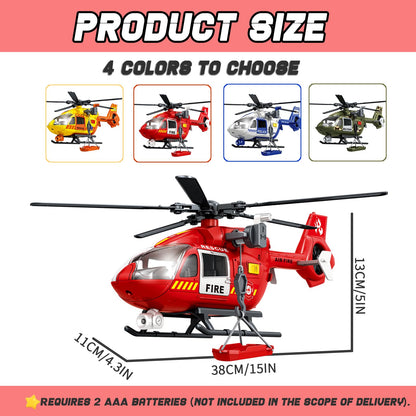ANJARU Helicopter Toy with Lights and Sound,Simulative Rescue Helicopter Toddler Kids Toys for Kids Aged 3 4 5 6 Pull-Back Propeller Army Toys Toddler Kids Boys Gifts (Fire Fighting Helicopter)
