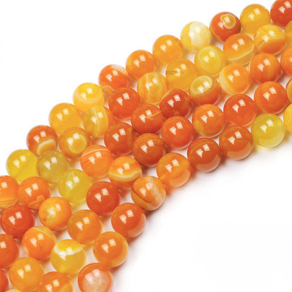 MJDCB Natural Stone Beads Orange Stripe Agate Round Loose Beads for Jewelry Making DIY Bracelet Necklace (6mm)