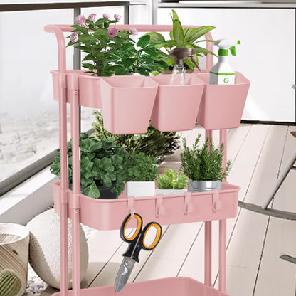 LEZIOA 5 Pack Hanging Cup Holders, Multipurpose Rolling Cart Accessories Utility Cart Accessories For Art Craft Supplies, Space Saving Hanging Storage Basket Pencil Holder Makeup Organizers (Pink)