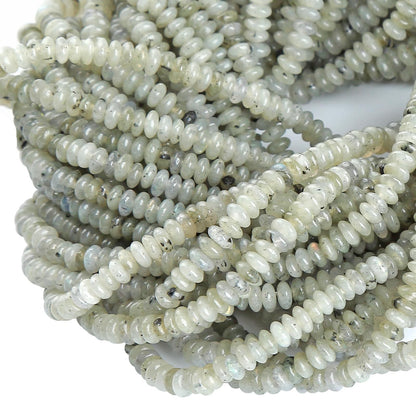 150PCS 2x4mm Natural Gray Labradorite Rondelle Beads Abacus Disk Stone Beads Round Loose Spacer Gemstone Beads for DIY Bracelet Necklace Jewelry Making