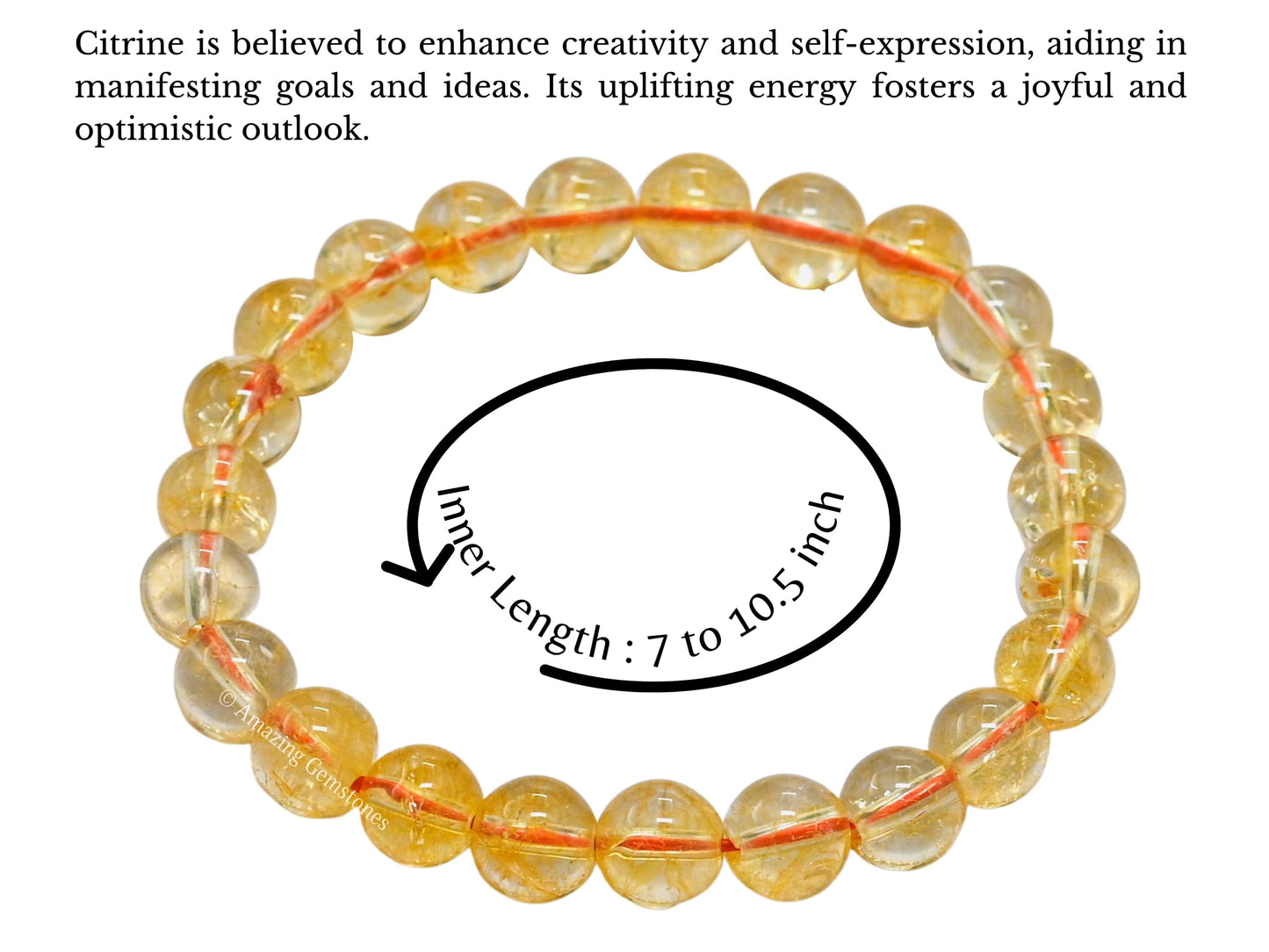 Amazing Gemstone Citrine Bracelet, Gifts For Men & Women - Protection Healing Crystal Bracelet - 8mm Gemstone Beaded Stretchable Bracelet, Pulseras Para Hombres Mujer Stocking Stuffers (Regular)