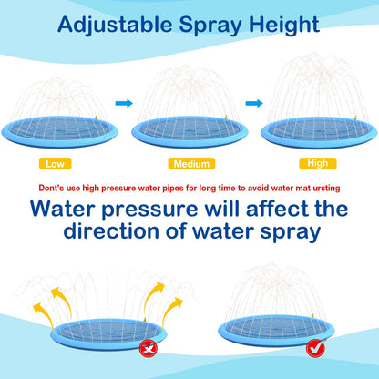 Splash Sprinkler Pad for Dogs - 67" Thicken Pet Swimming Pool Bathtub, 2024 New Packaging Pet Summer Backyard Playset & Water Toys(67",Blue)