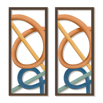 Zzbakress 2 Pcs Mid Century Modern Decor Wooden Geometric Wall Art Abstract Wall Decor Art Elegant Wall Decor for Home Living Room Bedroom