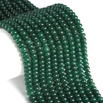76pcs 5x8mm Natural Dark Green Jade Stone Rondelle Spacer Loose Beads Abacus Disk Stone Round Loose Gemstone Beads for Jewelry Making DIY Bracelet Necklace