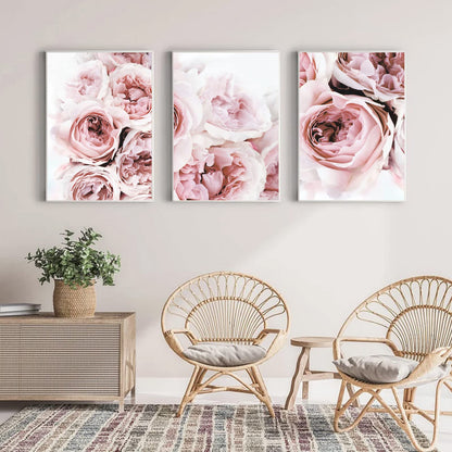 Pennclys Peony Wall Art Pink Flower Canvas Wall Art Prints Peonies Wall Art Abstract Flower Pictures Wall Decor Peony Painting Flower Poster for Living Room Bedroom 16x24 Inch (set of 3) Unframed
