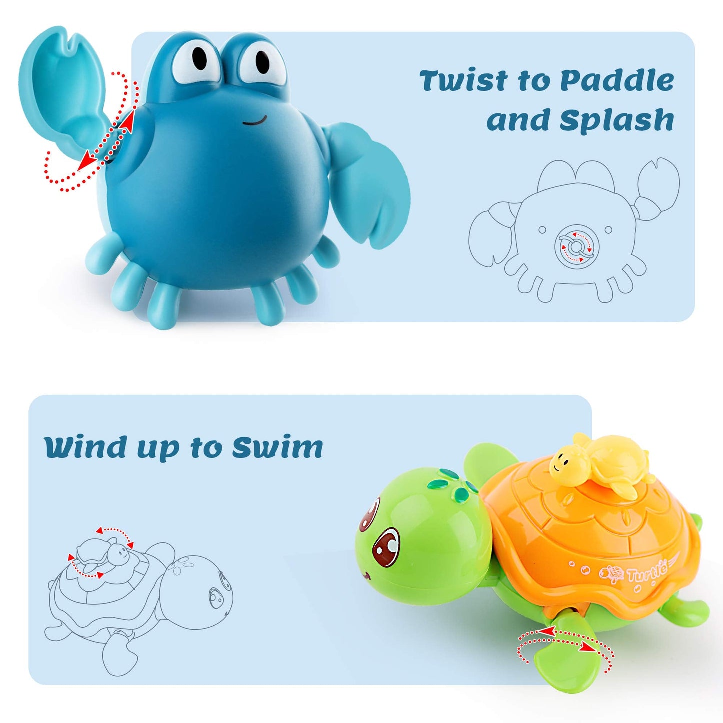iPlay,iLearn Baby Bath Toys w/ Organizer, Infant Bathtub Shower Toy, Wind up Turtle, Water Squirt Octopus, Stacking Cup for Tub Pool, Birthday Gift 6 9 12 18 Month 1 2 3 Year Old Toddler Girl Boy Kid