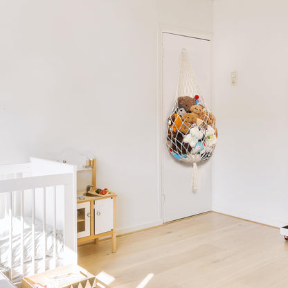 Amdermi Stuffed Animal Storage Organizers Corner Hanging Ne 60" L Stuffy Animal Hammock Macrame Toy Display Plush Toy Holder Wall, Kid Bedroom Decor Boho Nursery Playroom Organizer 60" L (Cream)