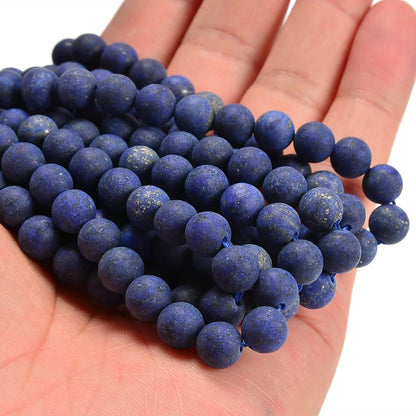 jodaying 10mm Lapis Lazuli Matte Round Natural Gematone Loose Beads for Jewelry Making DIY 1 Strand 15"