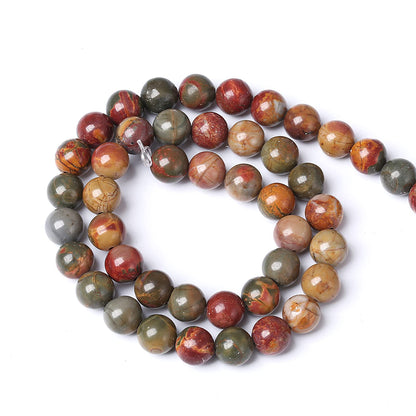 10mm 38pcs Natural Picasso Jasper Beads Healing Power Stones Round Loose Gemstone Beads for Jewelry Making DIY Bracelet Necklace 15"