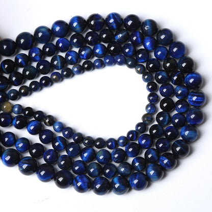 90PCS 8mm Lapis Lazuli Blue Tiger Eye Beads Natural Stone Round Loose Beads Energy Gemstone Healing Power for Jewelry Making 2 Strand 32"