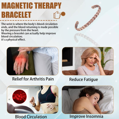 EnerCoppeX Copper Magnetic Bracelet for Women - Detox Jewelry with 3500 Gauss Magnet, Adjustable Cuff Bangle (Type-D)