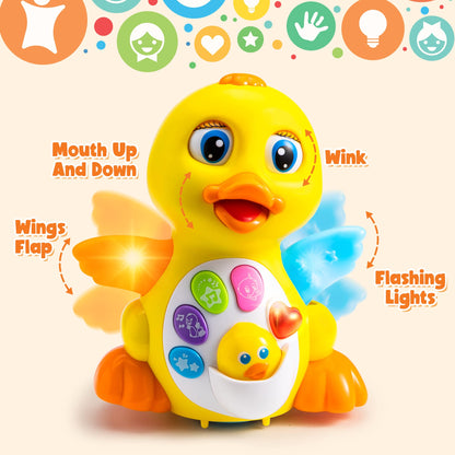 JOYIN Baby Toys Duck with 12 Pcs Bath Books, Infant Musical Toys 6+ Months, Nontoxic Fabric Soft Crinkly Cloth Books