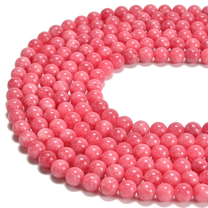jodaying 10mm Rhodonite Dyed Jade Smooth Round Natural Gematone Loose Beads for Jewelry Making DIY Findings 1 Strand 15"