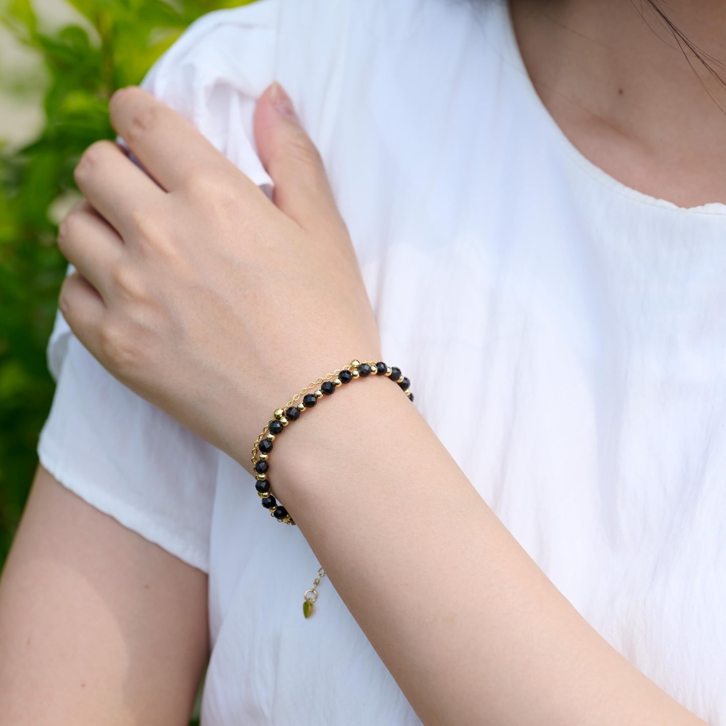 Farfume Black Onyx Crystal Bracelet Beaded Bracelets for Women 4mm Natural Stone Beads Gemstone Handmade Jewelry Valentine's Day Gifts