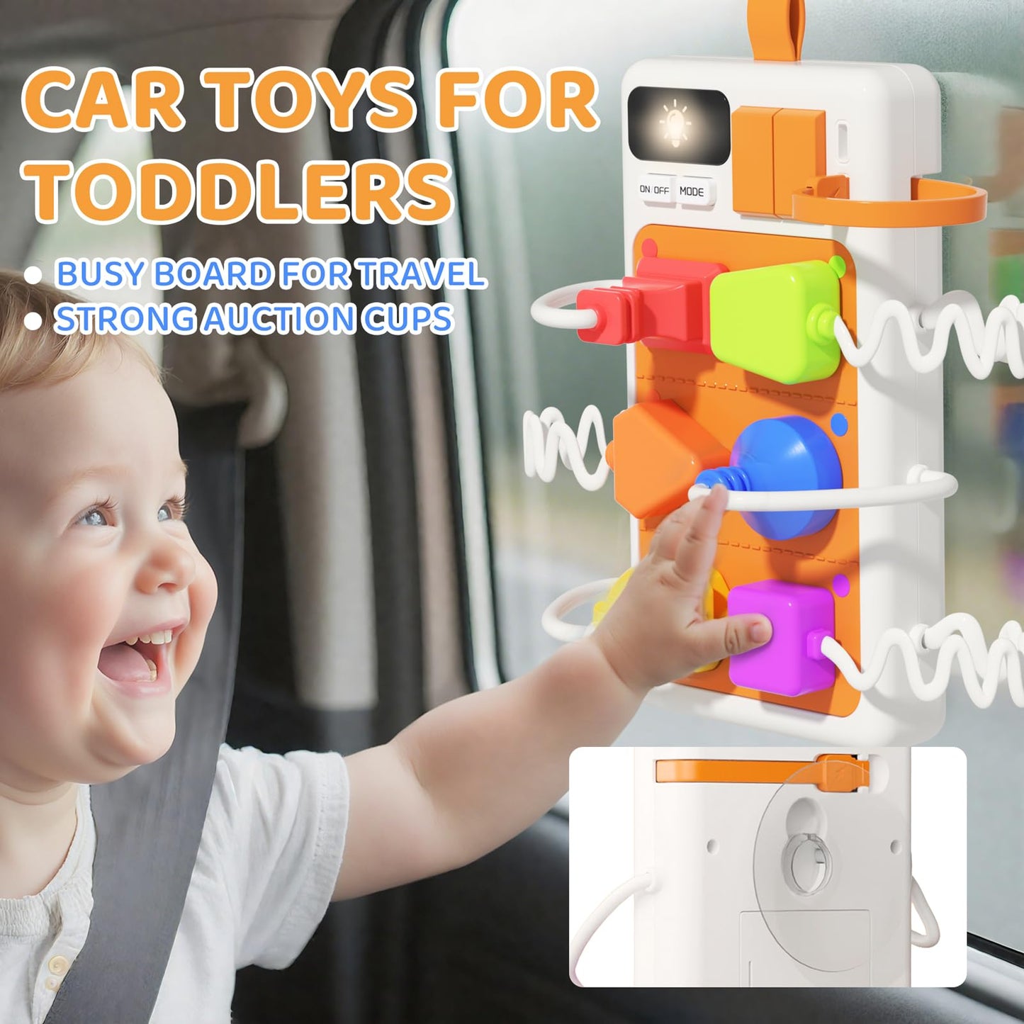 PANITU Plug Outlet Busy Board for 1 Year Old, Airplane Car Travel Toys for Baby, Montessori Power Strip Educational Toy with Light & Sounds, Best Gift for Toddlers 1-3