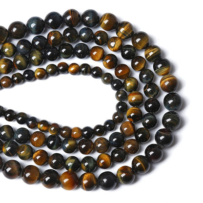 8MM 46PCS Natural Tiger Eye Beads Yellow Blue Stone Loose Beads for Jewelry Making DIY Bracelet Necklace