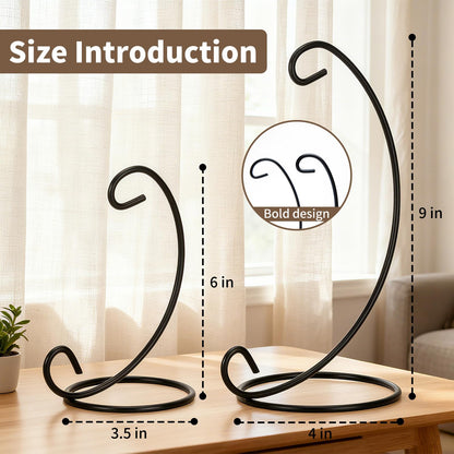 EOWCO 9in Single Ornament Display Stand, Tabletop Ornament Hangers, Air Plant Holder, Black Iron Hanging Hook for Christmas Halloween Decoration, Glass Crystal Witch Ball, Home Wedding, Party Decor(1pcs)