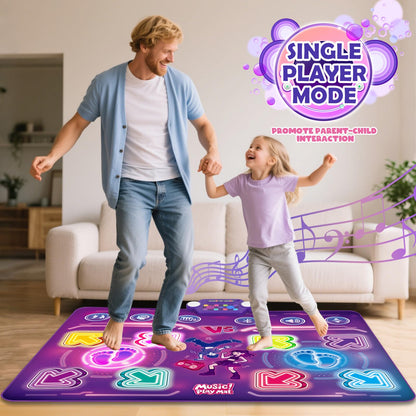 Amy & Benton Upgraded 2-Player Dance Mat for Toddlers 3-5, Dance Mat Toys for 4-8 Year Old Kids, Light Up Play Mat 8-Button with Bluetooth, Electronic Music Games Birthday Gifts for Girls Boys