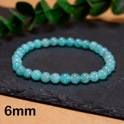 CHCCOYE 6mm Natural Healing Gemstone Bracelet Handmade Yoga Stretch Elastic Bracelet Stress Relief Crystal Jewelry for Men and Women (6mm Grade A Amazonite)