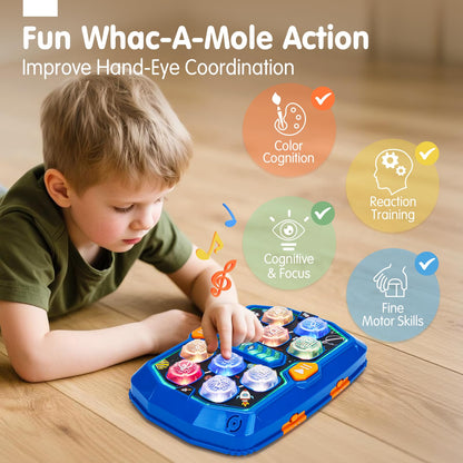 hahaland Toys for Ages 5-7 - Interactive Whack A Game with Sound and Light Stem Montessori Toy for Kids Age 3 4 5 6 7 Years Old Birthday Easter Basket Stuffers