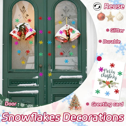 Giftmeet Silver Snowflake Decorations, 2080 Pcs, 0.9 Inch Plastic Shinny Glitter Christmas Snowflake Ornaments for Multiple Occasions
