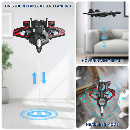 RC Plane - RC Airplane Fighter, Foam Remote Control Airplanes, RC Plane Fighter Jet with Auto Hover, Headless Mode 3D Flip Colorful LED Lights & 3 Batteries