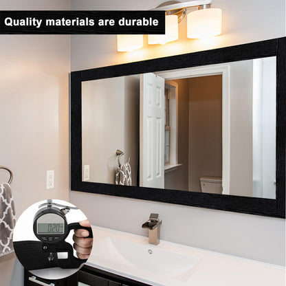 Alened 10M Black Wood Grain Mirror Frame Border Peel and Stick Wallpaper, Removable PVC Waterproof Bathroom Mirror Tape Sticker Trim, Kitchen Wallpaper Self Adhesive Decor Sticker 2" x 393"