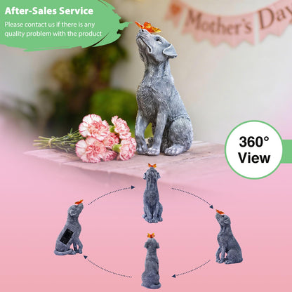 Goodeco Dog Statue with Solar Butterfly - Ideal Gifts for Mom, Dad or Birthdays, Beautifully Crafted Outdoor Decorations to Wow Your Guests