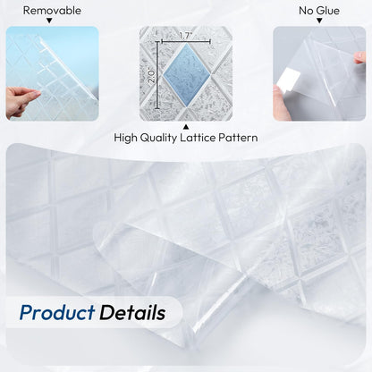 rabbitgoo Window Privacy Film, Decorative Privacy Window Film Sun Blocking, Frosted Glass Cling for Home Door, Non-Adhesive Static Cling Sticker Covering Heat Blocker, Clear, 17.5" x 78.7"