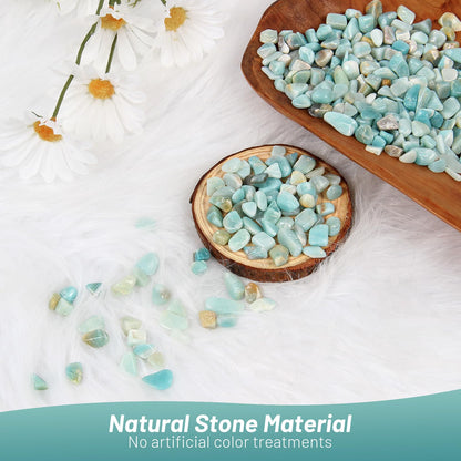 1.1lb Natural Crushed Amazonite Crystal Tumbled Chips-Healing Crystals Chips Bulk, Crushed Crystal Gemstones for Crafts, Beautiful Package for Gift (Amazonite)