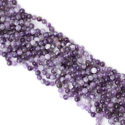 CHEAVIAN 60PCS 6mm Natural Dog Teeth Amethyst Gemstone Round Loose Beads Crystal Energy Stone Healing Power for Jewelry Making 1 Strand 15"