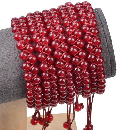 MASSIVE BEADS Natural Chakra Healing Power Crystals Macrame Bracelet Yoga Double Layer Stone Beads Gemstone Meditation Relax Anxiety Bangle for Unisex Women Men (Ruby Jade, 6mm)