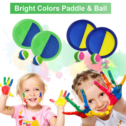 Jalunth Ball Catch Set Game Toss Paddle - Beach Toys Back Yard Pool Outdoor Lawn Games Backyard Camping Sticky Mitts Age 3 4 5 6 7 8 9 10 11 12 Years Old Boys Girls Kids Adults Family Easter Gifts