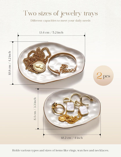 AISBUGUR Jewelry Dish Set of 2, Large Jewelry Tray for More Jewelry Ring Dish Jewelry Bowl with Beautiful Package and Greeting Card Perfect for Birthday Gifts for Women