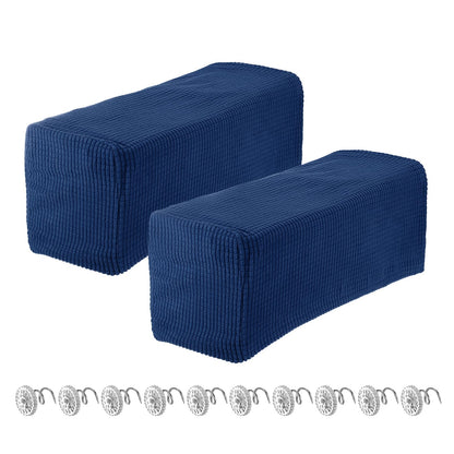 uxcell 2pcs Stretch Armrest Covers for Chairs/Sofas, Couch Arm Covers with Twist Pin, Furniture Protector Slipcovers Navy Blue