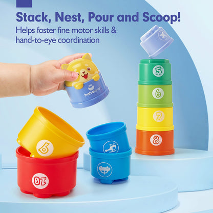 hahaland Stacking Toys for Toddlers 1-3 - Stacking Cups - Toddler Toy Age 1-2 Learning Montessori Toys for 1 Year Old Boy Baby Stacking Cups 12-18 Months