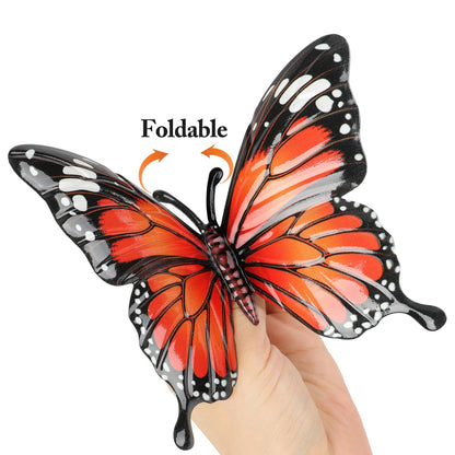 LSFFM 4 Pack Metal Butterfly Decorations, 6.7 in Butterfly Wall Art Sculpture Hanging Decor, Metal Butterflies Outdoor Decor for The Garden, Patio, Fence, Home, and Yard