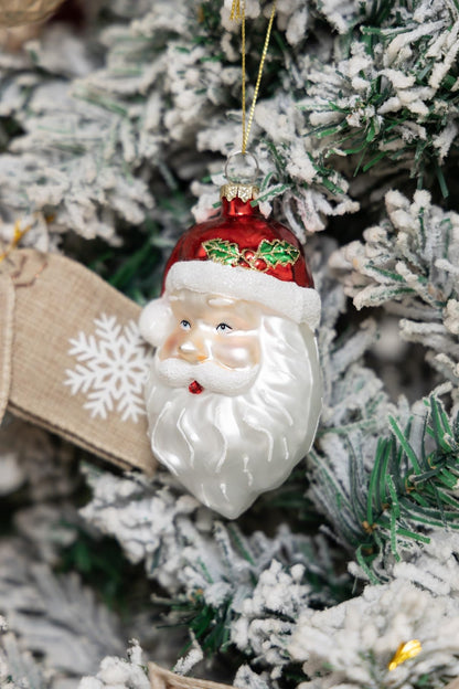 2 Count Glass Santa Head Christmas Ornament, Glass Santa Head Ornaments for Christmas Tree