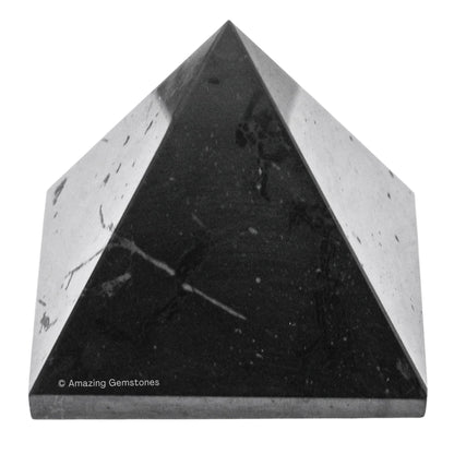 Amazing Gemstone Shungite Pyramid Crystal Healing Stones - 2" Great Pyramid Figurine of Natural Stone Pyramid for Meditation, Reiki, Chakra Balancing and Crystal Pyramids Grid